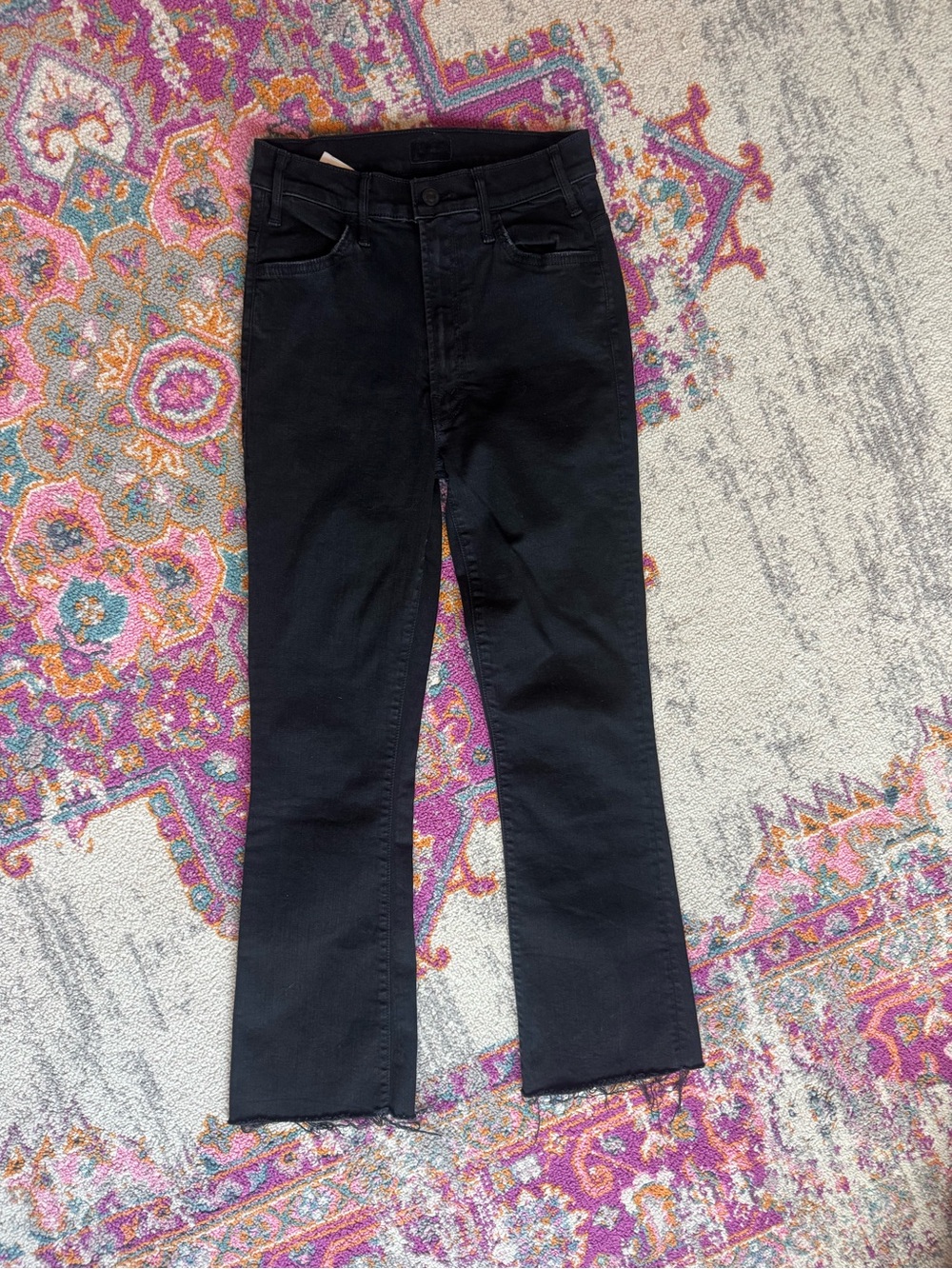 MOTHER Women's Black Ankle Crop Bootcut Jeans